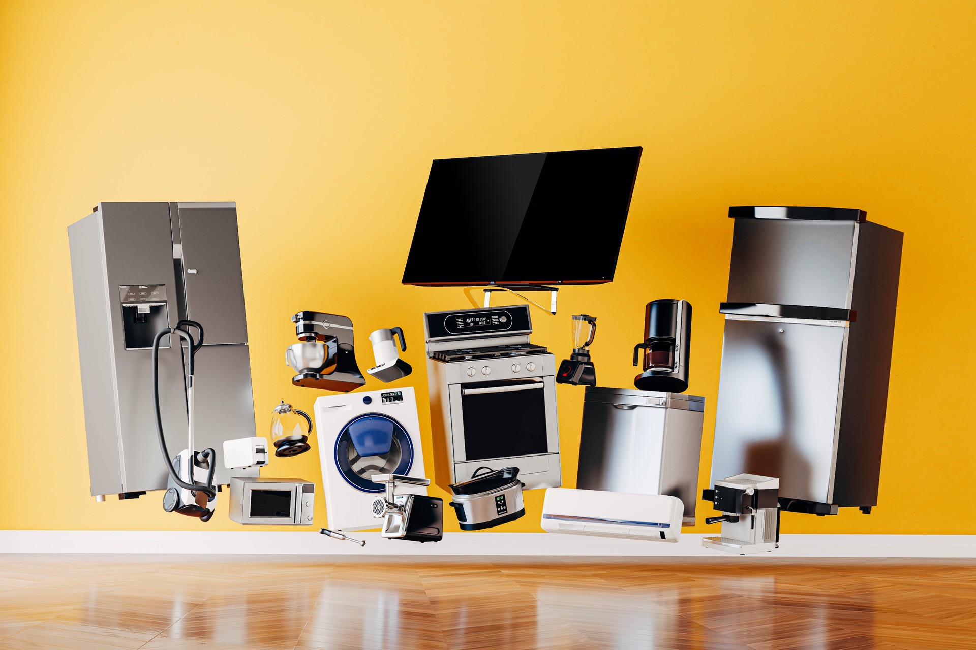 3d variety of home appliances concept design